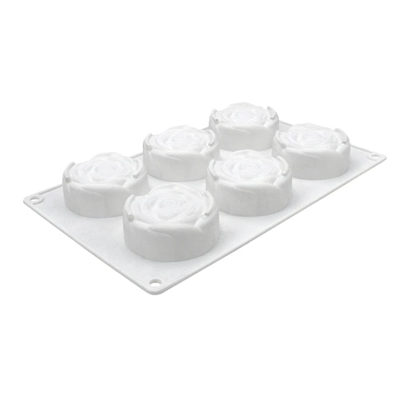 Silicone 6-Hole Flower Rose Cake Mold