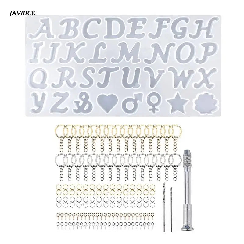 Alphabet Resin Molds Kit Silicone Mold Epoxy Casting Keychain Set