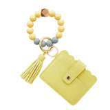 Silicone Bead Bracelet Keychain Card Bag Bracelet Key Ring With Card Holder