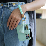 Silicone Bead Bracelet Keychain Card Bag Bracelet Key Ring With Card Holder