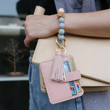 Silicone Bead Bracelet Keychain Card Bag Bracelet Key Ring With Card Holder