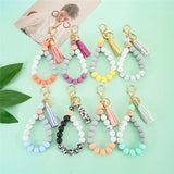 Silicone Beaded Tassel Keychain Lobster Clasp Pendant Bracelet Keychain