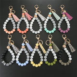 Silicone Beaded Tassel Keychain Lobster Clasp Pendant Bracelet Keychain