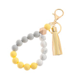 Silicone Beaded Tassel Keychain Lobster Clasp Pendant Bracelet Keychain