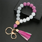 Silicone Beaded Tassel Keychain Lobster Clasp Pendant Bracelet Keychain