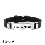 Personalized Silicone Bracelet Stainless Steel Custom Name Lettering Number Text