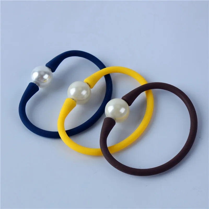 10PCS Silicone Candy Pearl Bracelet Necklace Rubber Wrist Jewelry