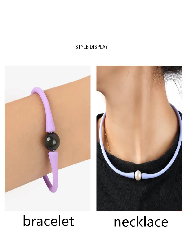 10PCS Silicone Candy Pearl Bracelet Necklace Rubber Wrist Jewelry
