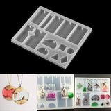 Silicone Resin Jewelry Making Mold 13 Shapes Pendants Clay Epoxy