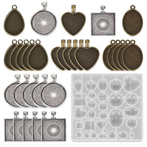 Silicone Casting Molds Set for Resin Epoxy Craft Jewelry Pendant Making