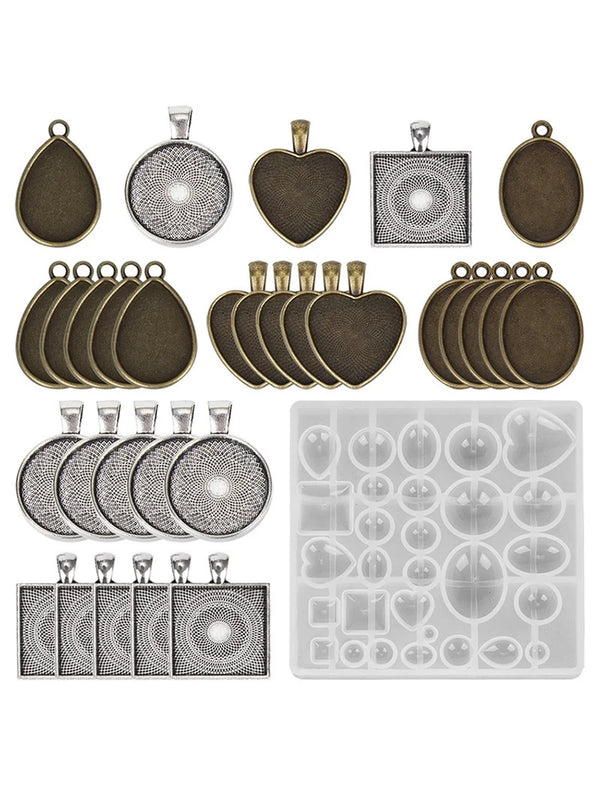 Silicone Casting Molds Set for Resin Epoxy Craft Jewelry Pendant Making