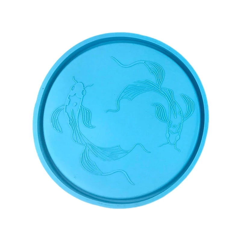 Small Koi Round-Shaped Jewelry Dish Silicone Coaster Mold