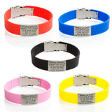Silicone Kids ID Bracelet Child Engraved Identification Baby SOS Wrist Band