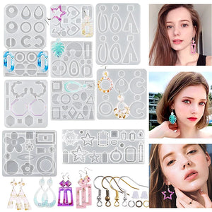 Silicone Earring Molds Keychain Pendant Jewelry Mould with Jump Rings