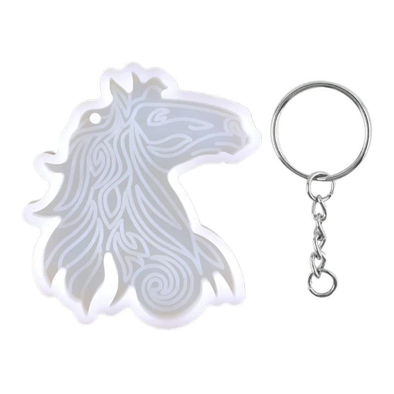 Silicone Horse Head Keychain Mold Keyring Pendant Mold 13MD