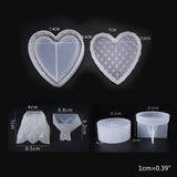 Silicone Jewelry Box Mold with Lid Heart Round Box Candle Holder Mould