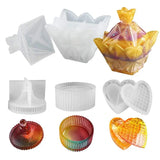 Silicone Jewelry Box Mold with Lid Heart Round Box Candle Holder Mould