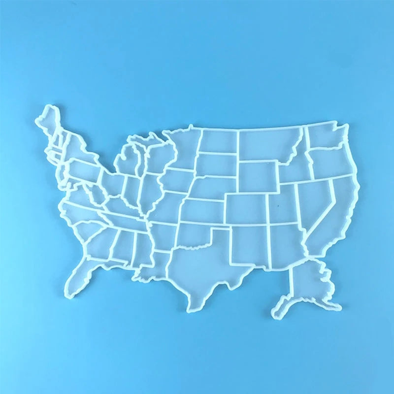 Silicone Jewelry Tray Epoxy Resin Casting Mold US Map Mat