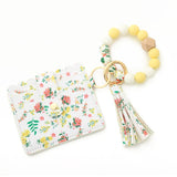 Silicone Tassel Keychain Bracelet Keyring for Women Beads Keychain PU Bag