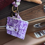 Silicone Tassel Keychain Bracelet Keyring for Women Beads Keychain PU Bag