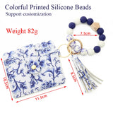 Silicone Tassel Keychain Bracelet Keyring for Women Beads Keychain PU Bag