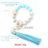 Multicolor Tassel Wood Beads Bracelet Keyring for Women