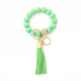 Silicone Tassel Beads Bracelet Keychain Multicolor