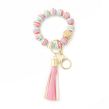 Silicone Tassel Beads Bracelet Keychain Multicolor