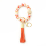 Silicone Tassel Beads Bracelet Keychain Multicolor