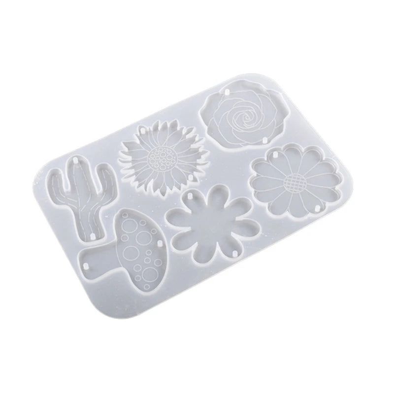 Silicone Keychain Resin Mold Flower Epoxy Casting Molds for DIY Crafts Pendant