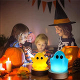 2 Pack Ghost Shaped Night Lamp Molds with USB Wooden Base Brackets
