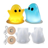 2 Pack Ghost Shaped Night Lamp Molds with USB Wooden Base Brackets