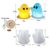 2 Pack Ghost Night Lamp Resin Molds with USB Wooden Base