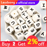 12mm Silicone Letter Beads Baby Teether Chewing Alphabet Beads Jewelry Making