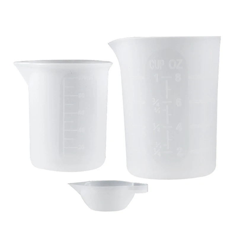 3 Pcs Silicone Measuring Cups Set, 15ML-100ML-250ML, Reusable Resin Measure Cup
