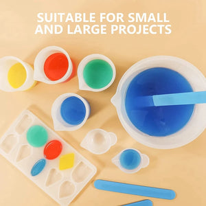 Silicone Measuring Cups for Epoxy Resin 600&100ml Cups, Stir Sticks