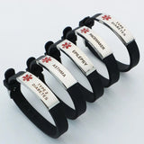 Adjustable Silicone Medical Bracelets ID Alert Waterproof
