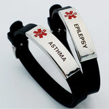 Adjustable Silicone Medical Bracelets ID Alert Waterproof