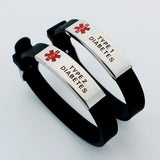 Adjustable Silicone Medical Bracelets ID Alert Waterproof