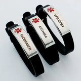 Adjustable Silicone Medical Bracelets ID Alert Waterproof