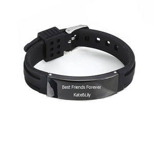 Engraved Silicone Men's Bracelet Adjustable Wristband Gift