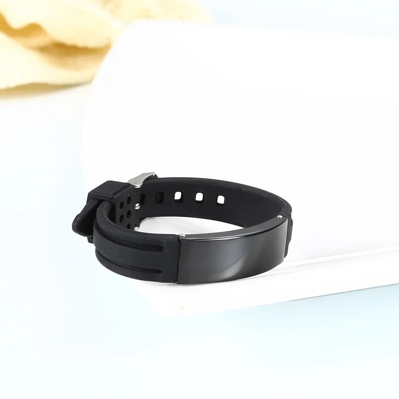 Engraved Silicone Men's Bracelet Adjustable Wristband Gift