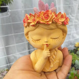 3D Girl Cat Gypsum Flower Pot Silicone Mold DIY Crafts Plaster