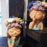 3D Girl Cat Gypsum Flower Pot Silicone Mold DIY Crafts Plaster
