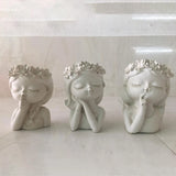 3D Girl Cat Gypsum Flower Pot Silicone Mold DIY Crafts Plaster