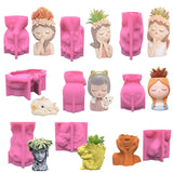 Silicone Mold 3D Girl Flower Pot DIY Crafts Plaster Candle Epoxy Resin Make Mold