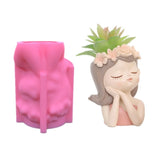 Silicone Mold 3D Girl Flower Pot Mould for Crafts