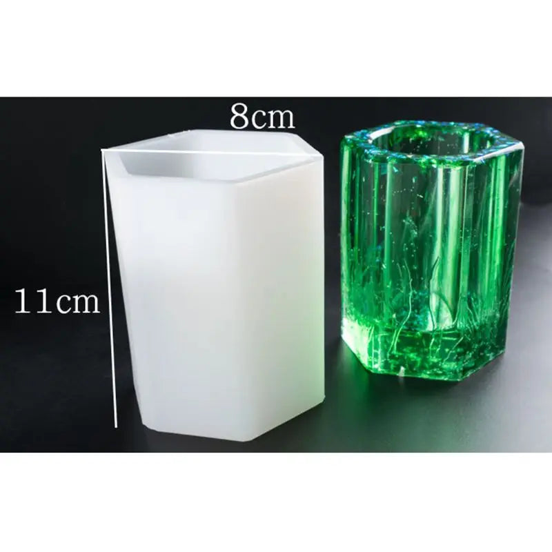 Silicone Mold DIY Pen Holder Desk Organizer Epoxy Resin Crafts Cup Stripe