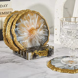 Round Geode Coaster Silicone Molds Set with Stand