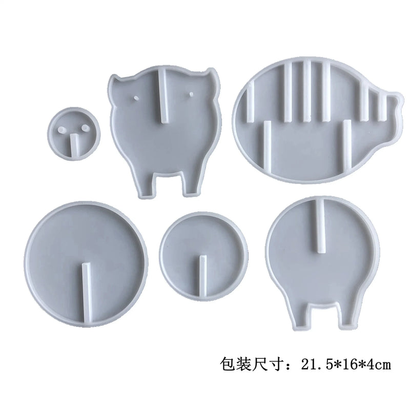 Silicone Pig Coaster Molds Set with Stand